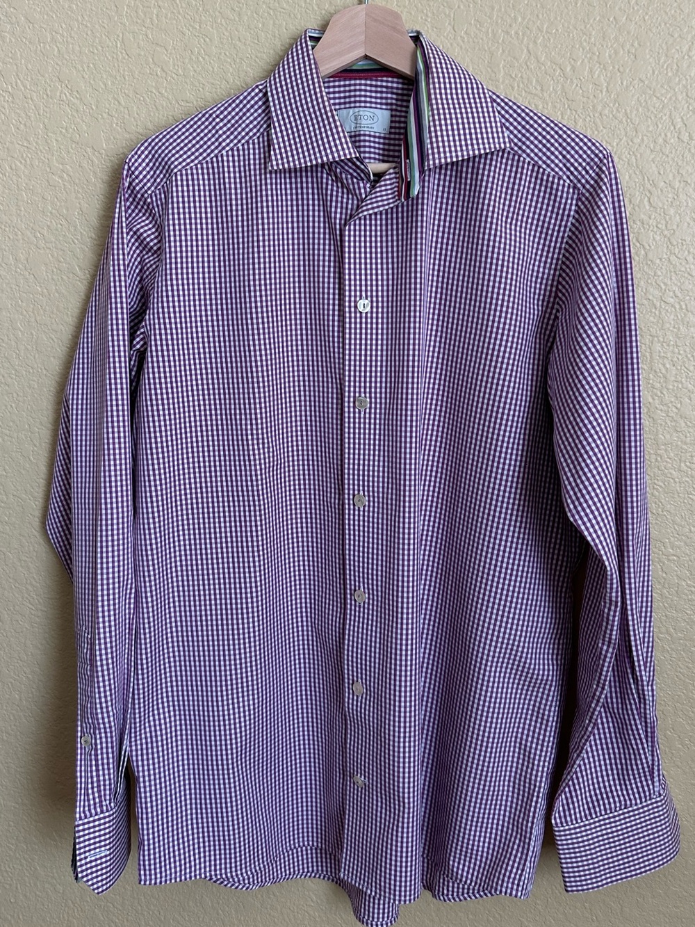 Eton Purple Gingham Long Sleeve Button Down Shirt